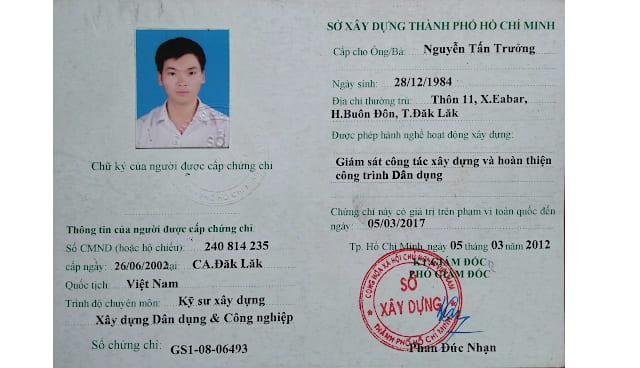 Chứng chỉ có hiệu lực 5 năm